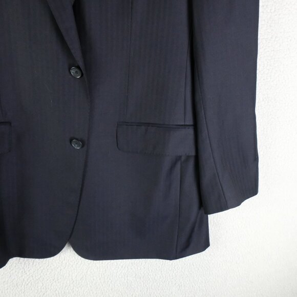 Samuelsohn Blazer Mens 42R Black Striped Two Button Double Vented Super 120s - Picture 3 of 16